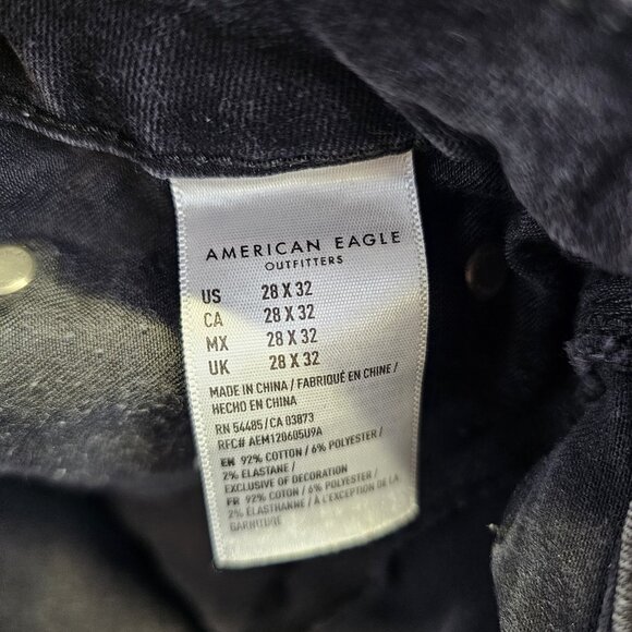 American Eagle Skinny Jeans Mens Size 28x32 Black Next Level Flex Stretch - Picture 7 of 11